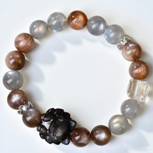 Gray Moonstone Clear Crystal Cube