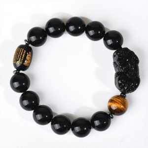Obsidian Pixiu Tiger Eye Bracelet