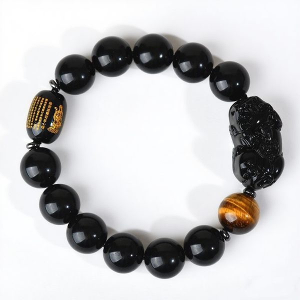 Obsidian Pixiu Tiger Eye Bracelet