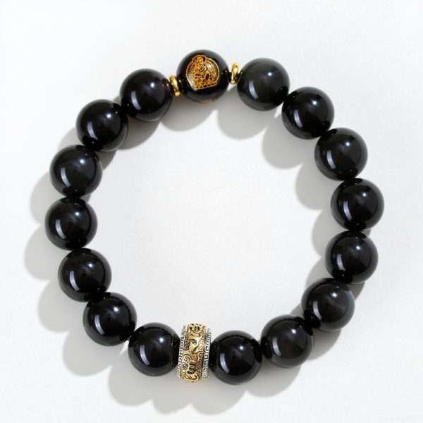 Obsidian Natal Buddha Bracelet