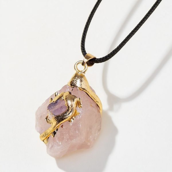 Rose quartz raw stone-necklace