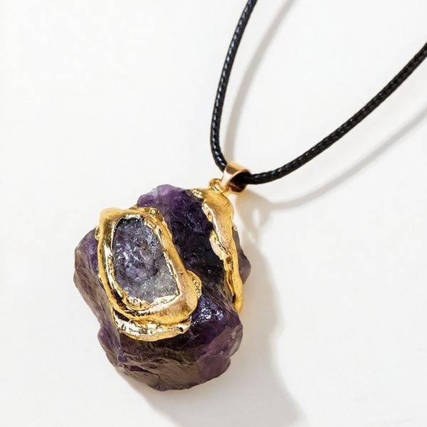Natural amethyst raw stone necklace