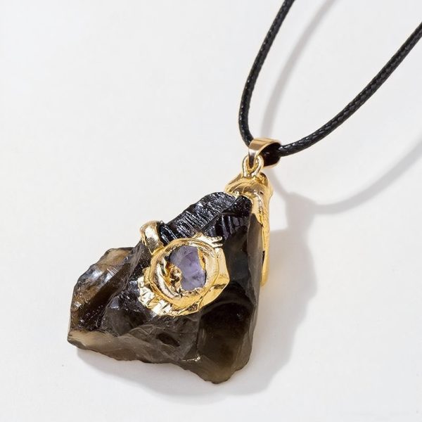 Smoky quartz raw stone necklace