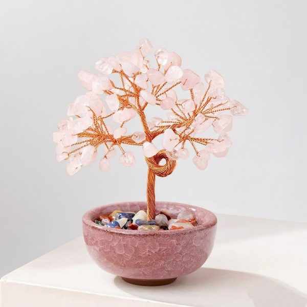 crystal money tree . Each pink crystal