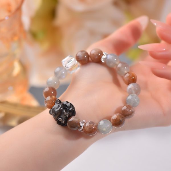 Gray Moonstone Clear Crystal Cube - Image 2