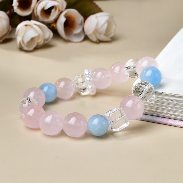 Rose Quartz and Aquamarine Bracelet - Image 2
