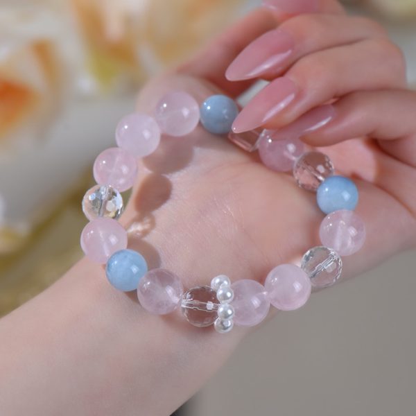 Rose Quartz and Aquamarine Bracelet - Image 3