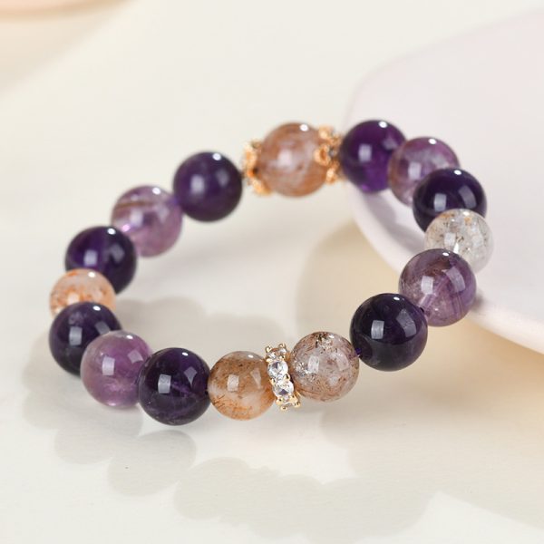 Amethyst & Black Gold - rutile Quartz Bracelet - Image 2