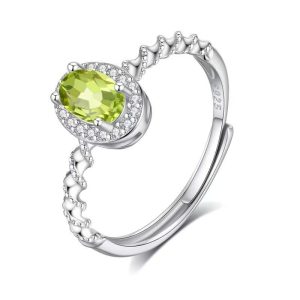 silver - inlaid peridot ring